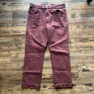 Vervet By Flying Monkey Womens Wine Straight Leg Cuffed Hem Jeans Size 30